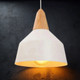 Pendant Light White With Wood Finish Metal 26cm 25W E27 Pendant Light White With Wood Finish Metal 26cm 25W E27